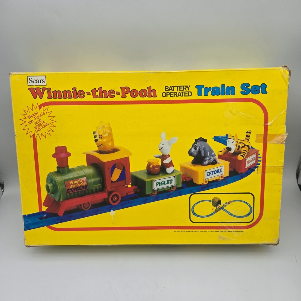 Vintage 1982 Sears Disney Winnie-the-Pooh Train Set Orig Box Works See Video‎